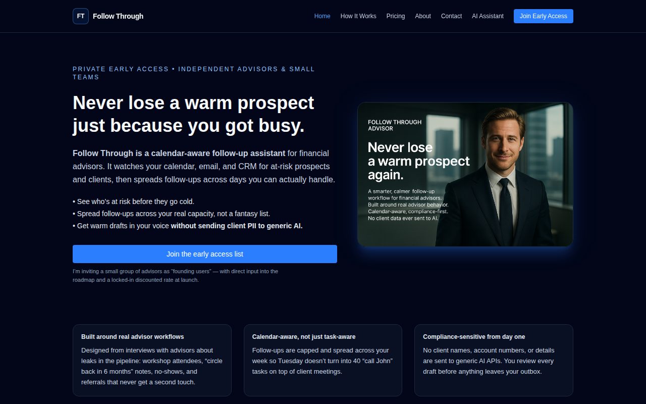 Home page of Follow Through Advisor